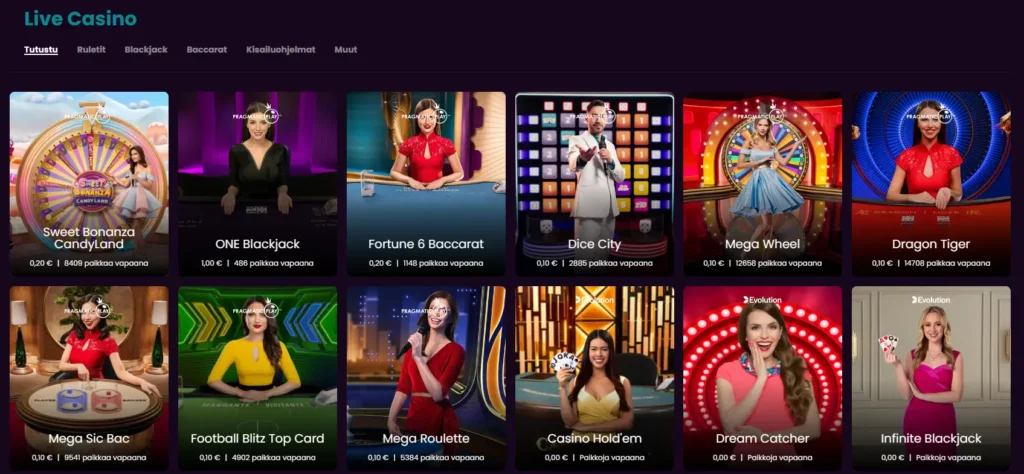 Live-Dealer ja Boom casino